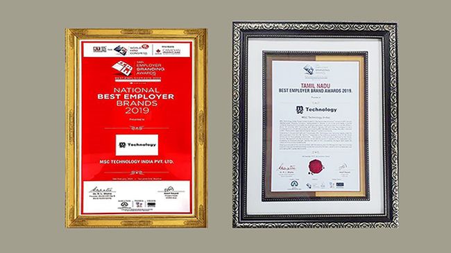 MSC TECHNOLOGY INDIA WINS TWO ‘BEST EMPLOYER’ AWARDS