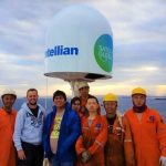 Crew onboard Parakou vessel with Aura VSAT