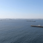 Large Number Of Tanker Vessels Wait At Anchor Off The Coast Of Southern California