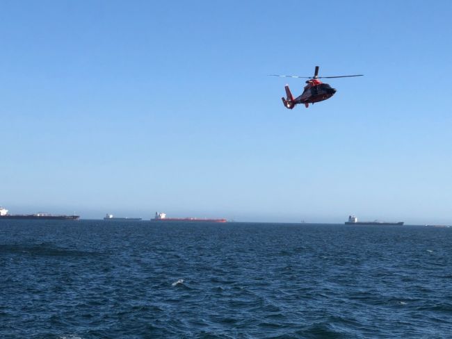 Large Number Of Tanker Vessels Wait At Anchor Off The Coast Of Southern California