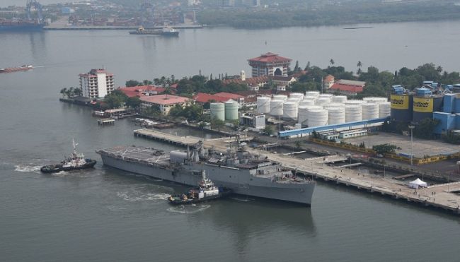 Repatriated Indians Arrive Kochi Onboard Indian Naval Warship INS Jalashwa from Maldives