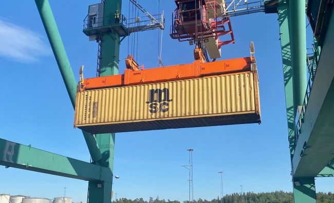 Last container in Frihamnen