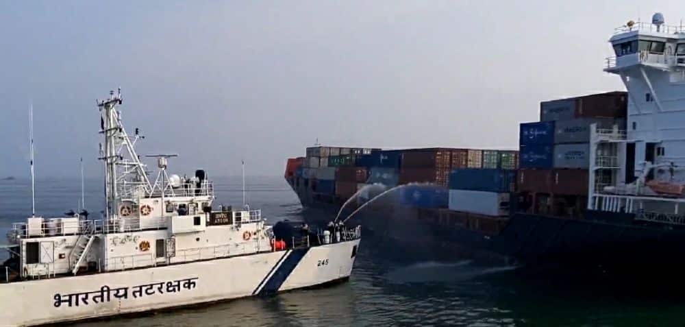 Container Vessel Catches Fire Off West Bengal Coast; Coast Guard Deployed For assistance