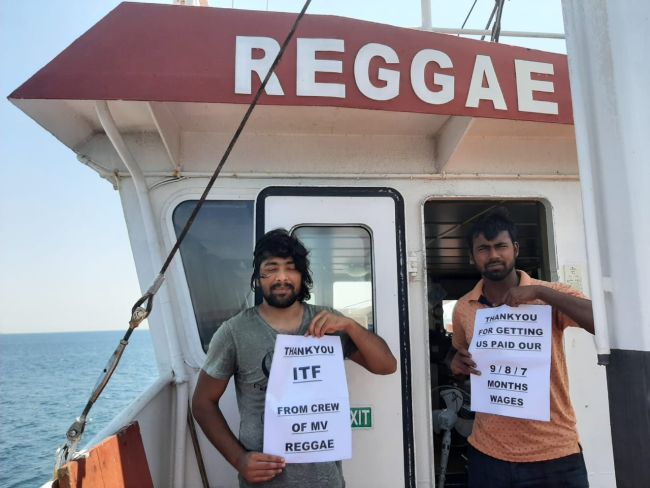 The crew of the MV Reggae were able to recover months of unpaid wages with the assistance of the ITF | SOURCE: ITF