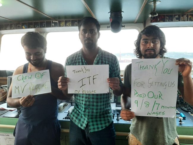 The crew of the MV Reggae were able to recover months of unpaid wages with the assistance of the ITF | SOURCE: ITF