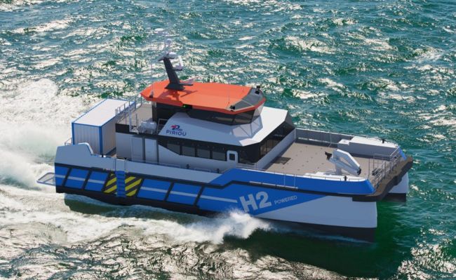 Hydrogen powered crew changing vessel