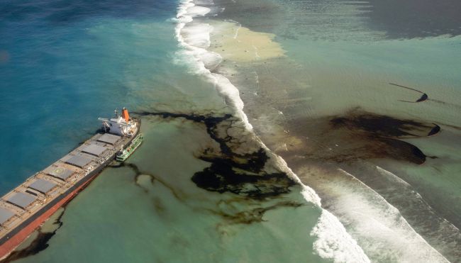 Wakashio Bulk Carrier vessel has hit the coral reefs at Blue Bay in Mauritius