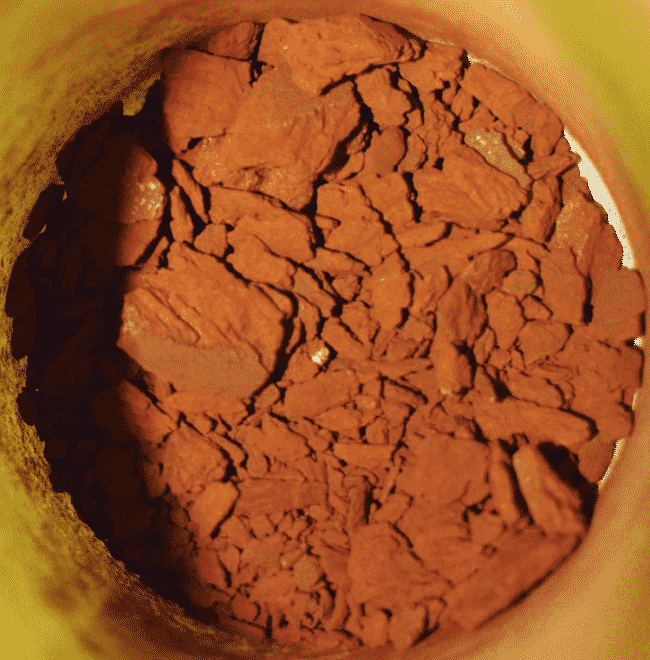 An example of the red deposits analysed at Chevron laboratories