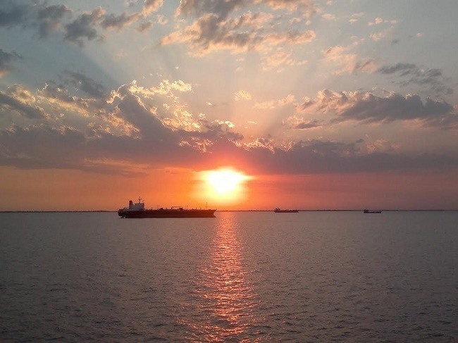 tanker sunset
