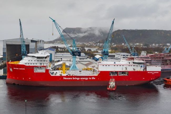Cable-laying vessel Nexans Aurora, featuring the MissionEase system incorporated in the hull,
