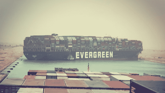 Ever Given ran aground on 23 March and continues to block the Suez Canal. 