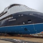 Launching-of-the-Sylvia-Earle-expedition-cruise-vessel-of-the-ULSTEIN-CX103-design