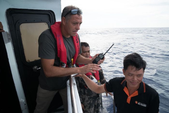 Ian Urbina on a reporting trip in Indonesia. Photo courtesy of the Outlaw Ocean Project, all rights reserved