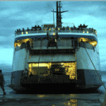 MV Lomaiviti Princess III loads at dusk