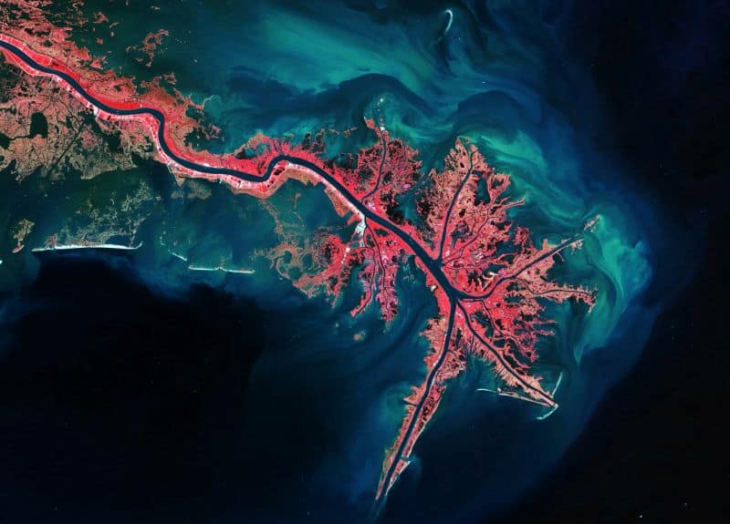  Mississippi River Delta - CREDIT European Space Agency