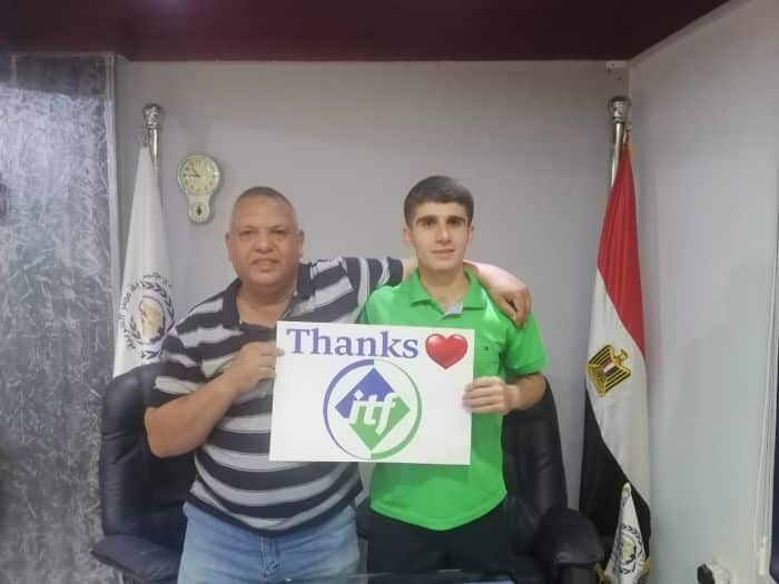 Seafarer Mohammad Aisha stands with the ITF contact who has volunteered to take his place as the legal guardian of the MV Aman, allowing Mr Aisha to go home - (Credit - ITF)