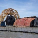 The VB-10000 lifts Section Seven of Golden Ray wreck during removal operations on Monday. St. Simons Sound Incident response photo