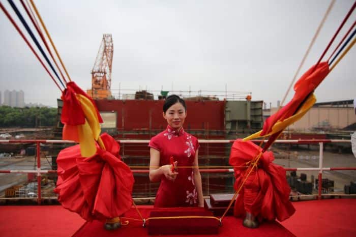 CSL Salt ship launch - cutting