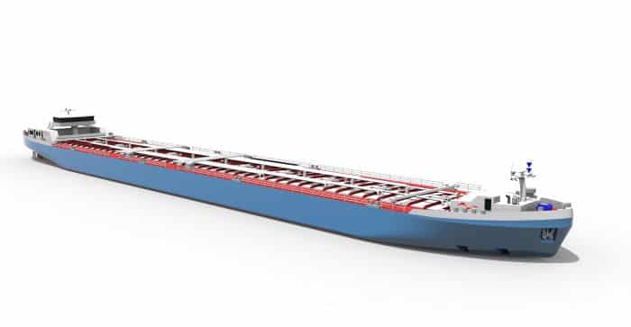 BASF presents innovative tanker for low water on the Rhine Picture credits: Technolog