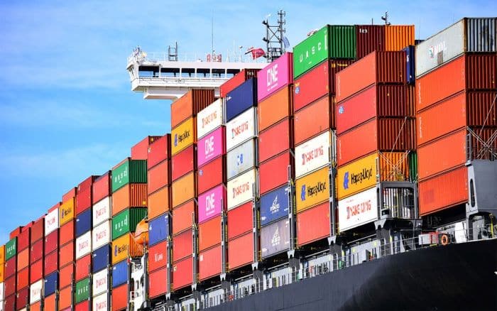 containers on a ship