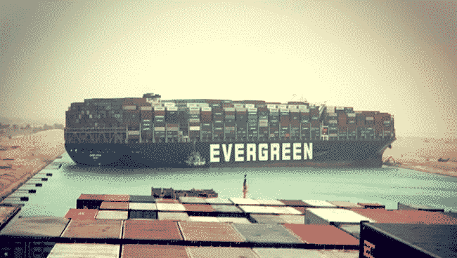 MV Ever Given Grounded in suez canal 