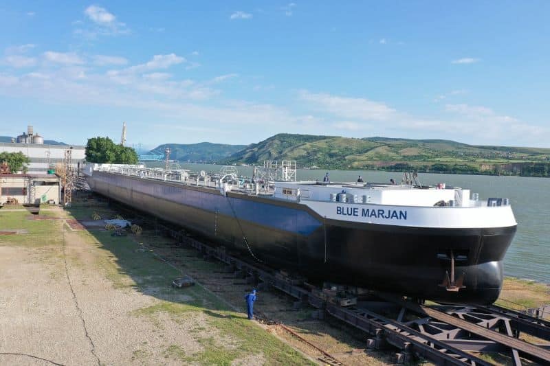 First of 40 Concordia Damen inland waterway tankers - Blue marjan