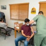 More than two dozen crew members of the Algoma Victory traveled to the International Seafarers Center in the Port of Long Beach to receive the Johnson & Johnson COVID-19 vaccine on May 25, 2021.