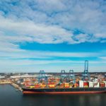Container ship at port