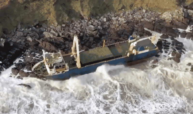 MV Alta washed up on shore of Ballycotton 