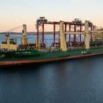 four cranes had a combined weight of almost 700 tonnes and each measured 36 m in height and 28 m in length