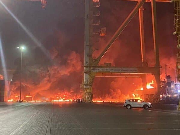 Blast and Fire in Dubai Port