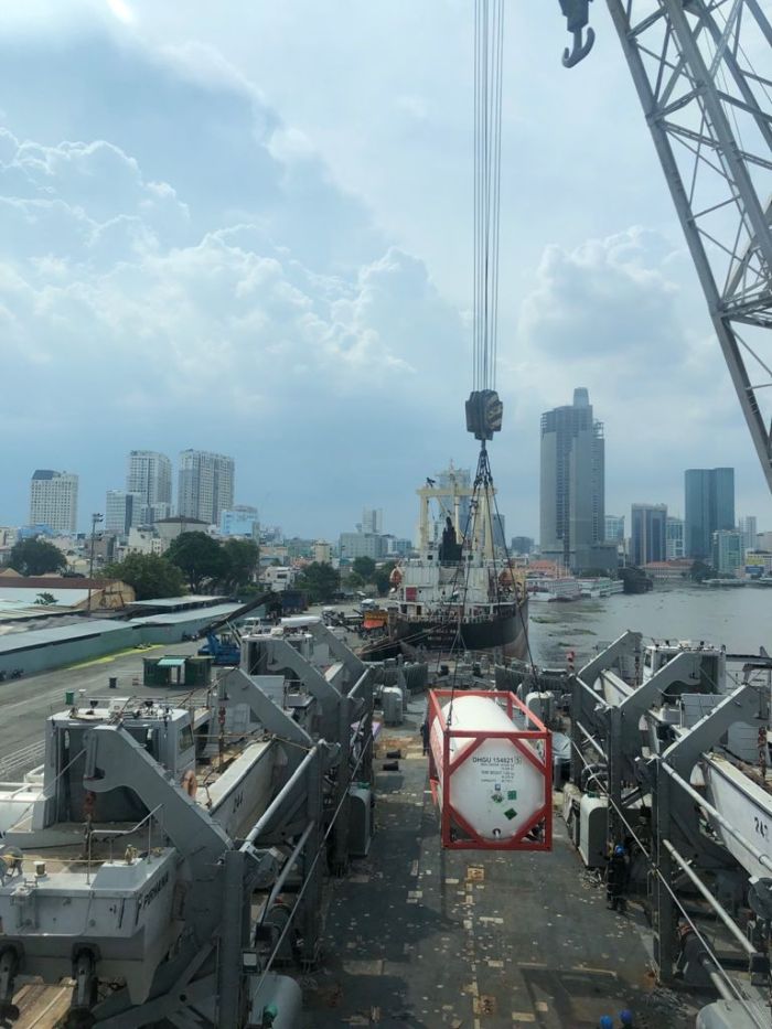 INS Airavat arrived at Ho Chi Minh City Port in Vietnam with COVID Relief Material on 30 August 2021