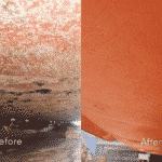 Side by side comparison of before and after application of the solution