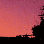silhouette of an aircraft carrier