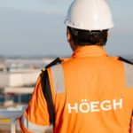 hoegh seafarer looking at the city view he has from the vessel