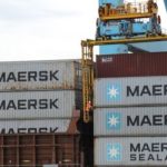 maersk containers stacked on each other