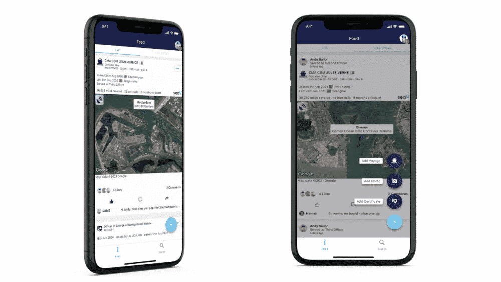 SeaV App mockup