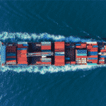 Container ship - top view - representation