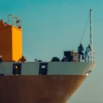 Ship front with crew members