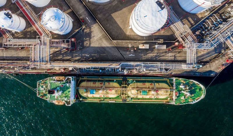Aerial View of Oil Refinery and Fuel Storage Tanks