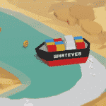 Vessel Named 'Whatever' in a suez canal simulation Video Game