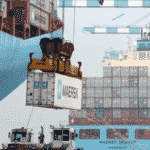 maersk container being lifted
