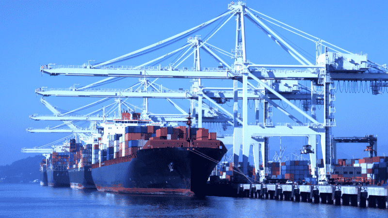 Ships lined up on a port