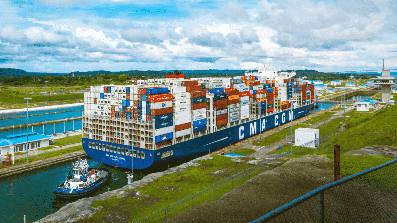 CMA CGM Ship passing panama canal