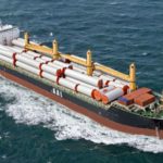 An AAL W-Class vessel at sail carrying project cargo.