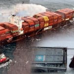 cargo ship container fire Zim Kingston