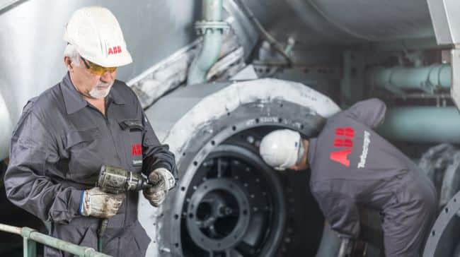 ABB service engineer conducting maintenance work