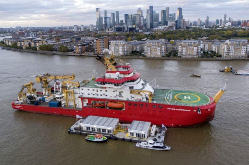 RRS Sir David Attenborough visited Greenwich, London to celebrate the UK Presidency of COP26 in October 2021. 