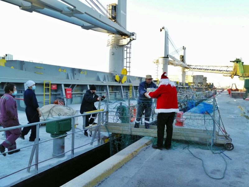 Stella Maris chaplain dressed as Santa