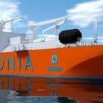 CG rendering of the ammonia bunkering vessel